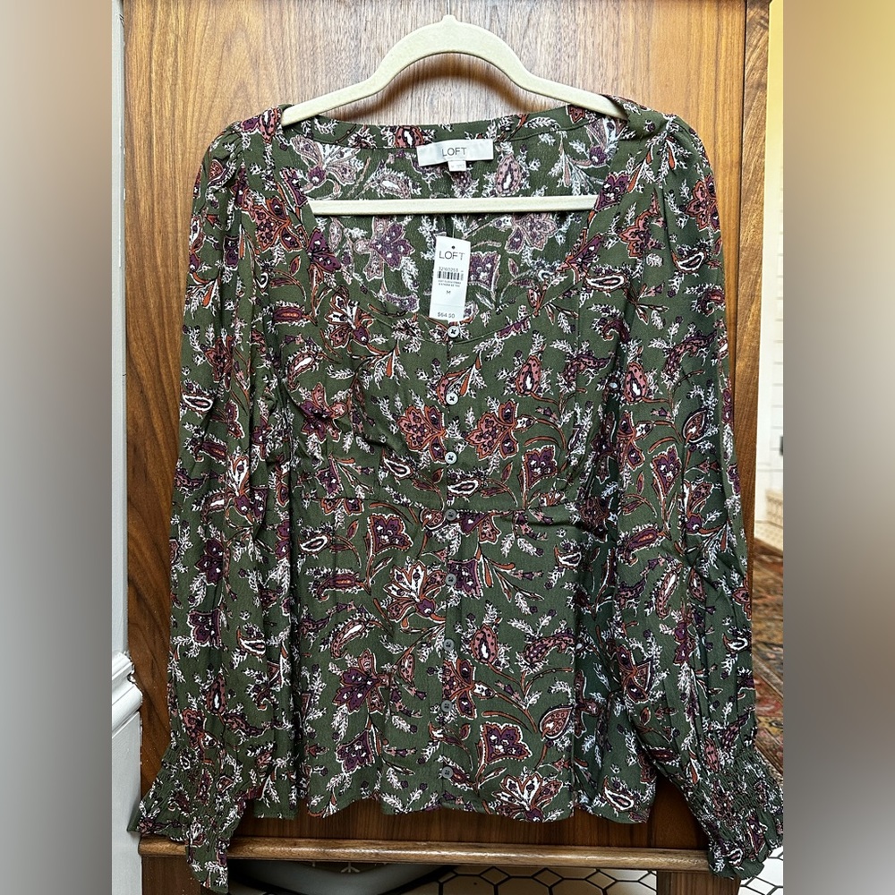 Loft Green Paisley Top